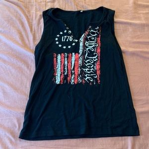 FAYALEQ Women's American Flag Tank Top - "We The People 1776" Patriotic Shirt (Black, Medium)